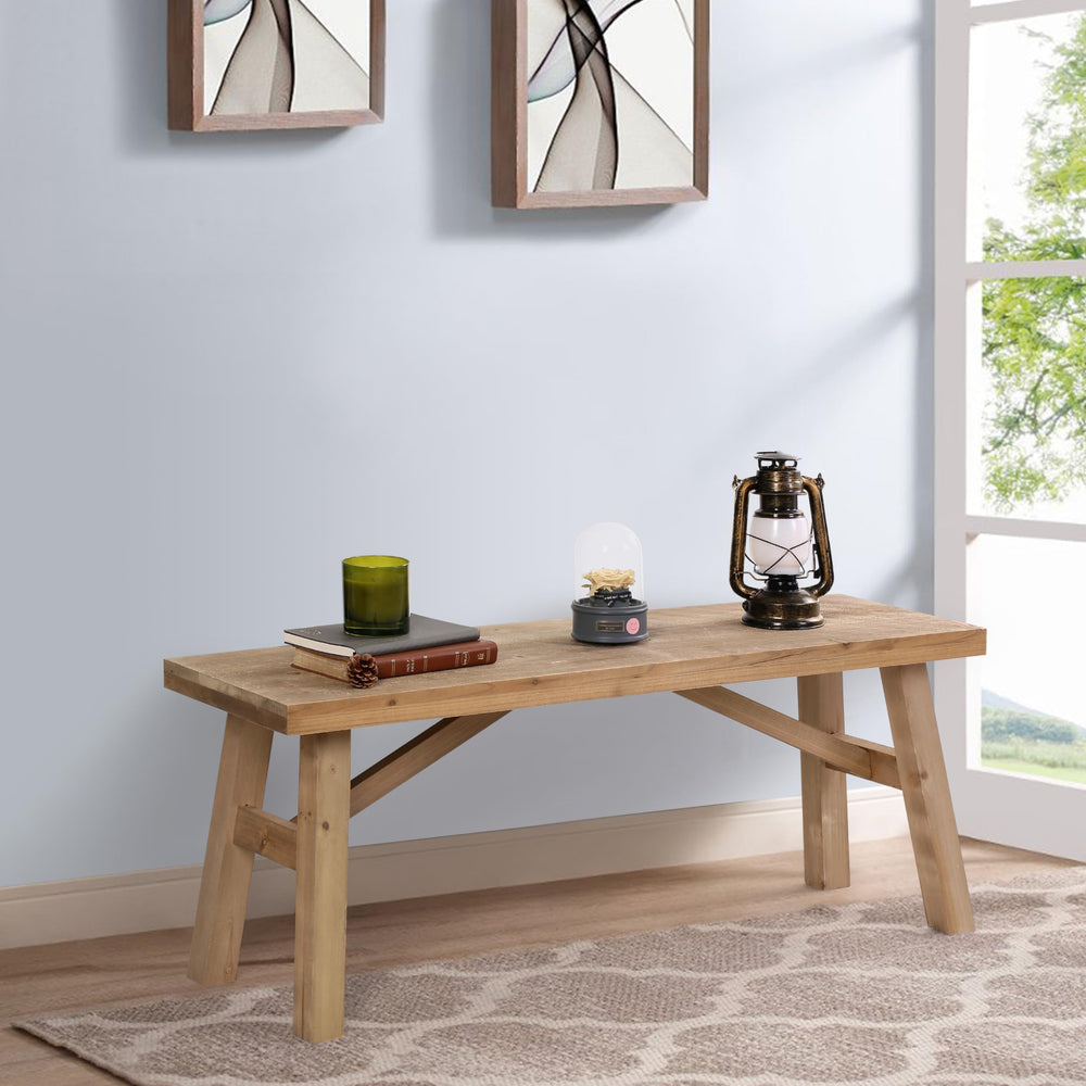 Farmhouse Wood Entryway Bench – Solid Rustic Seat for Living & Dining Room