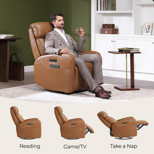 Power Swivel Recliner Chair with Triple Motor & USB Charging