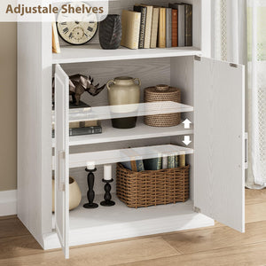 6-Tier Bookcase with Doors & Storage Cabinet