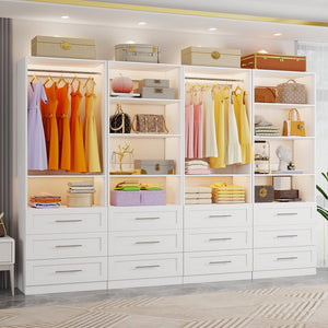 Walk-In Closet System with 12 Drawers, 10 Shelves & 6 Hanging Rods
