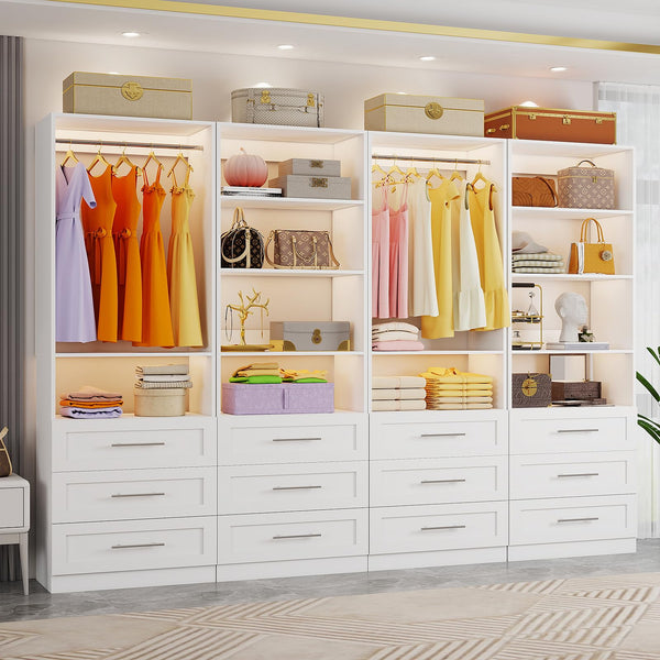 Walk-In Closet System with 12 Drawers, 10 Shelves & 6 Hanging Rods