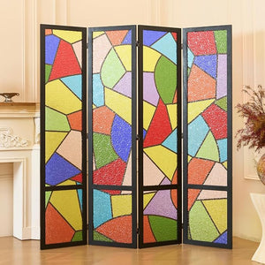 4-Panel Frosted Acrylic Room Divider