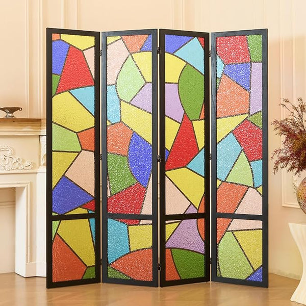 4-Panel Frosted Acrylic Room Divider