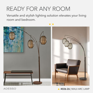 Arc Floor Lamp with 3 Movable Shades & Adjustable Height
