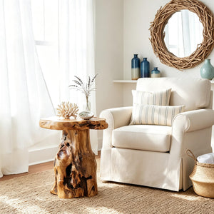 Natural Tree Stump Side Table — Live Edge, 19"