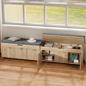 Lift Top Shoe Storage Bench with Cushioned Seat
