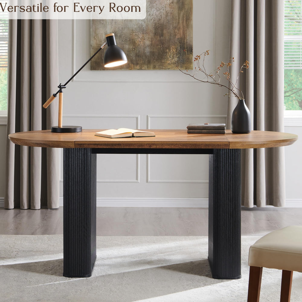 63" Fluted Oval Dining Table for 4–6 | Mid-Century Modern | Engineered Wood