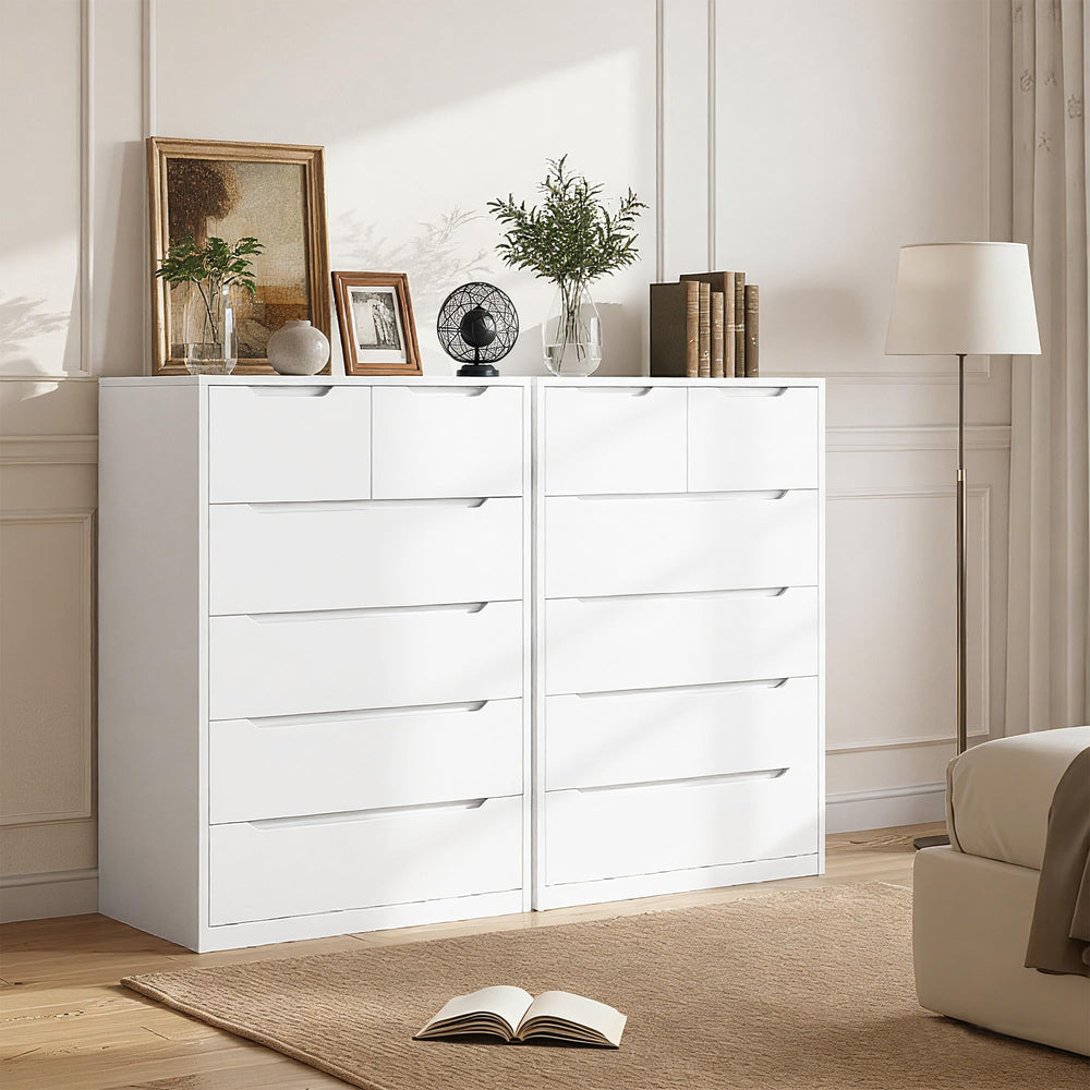 6-Drawer Tall Wooden Dresser – Modern Chest of Drawers for Bedroom