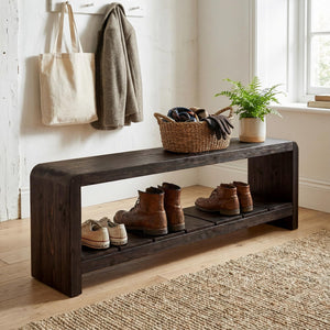 Solid Wood Entryway Bench with Shoe Storage