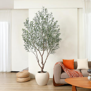 8 Ft Faux Olive Tree with Artisan Planter