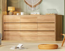 55-Inch 6-Drawer Dresser – Natural Wood Finish
