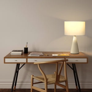 Cement Base LED Table Lamp with Cotton Drum Shade