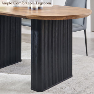 63" Fluted Oval Dining Table for 4–6 | Mid-Century Modern | Engineered Wood