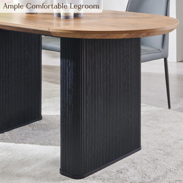 63" Fluted Oval Dining Table for 4–6 | Mid-Century Modern | Engineered Wood