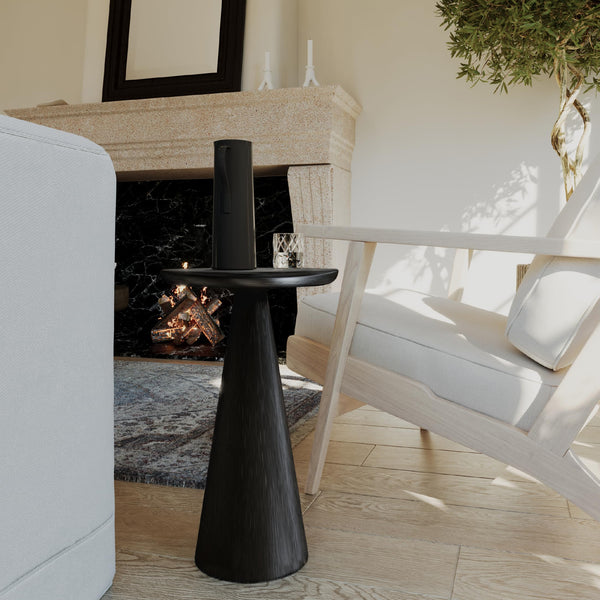 Round Wood Side Table – Rustic Industrial Accent