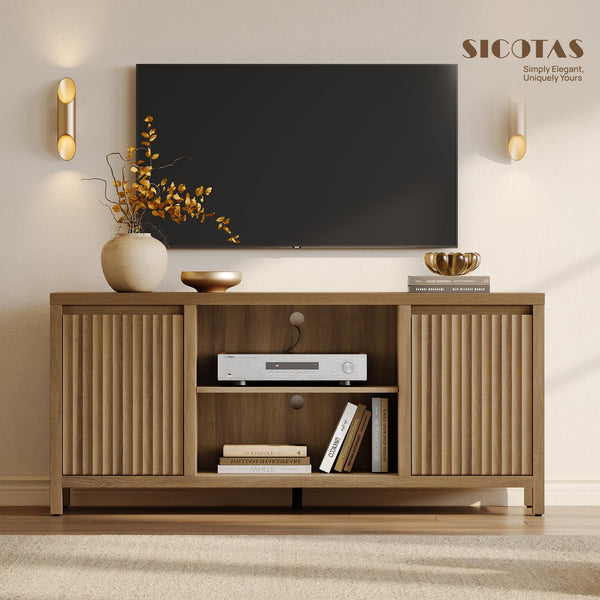 Fluted TV Stand for 55–65 Inch TVs