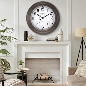 24-Inch Outdoor Wall Clock with Thermometer, Hygrometer & Smart Night Light