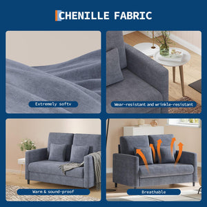 Loveseat Sofa with Pocket Spring Cushion & Teddy Fabric