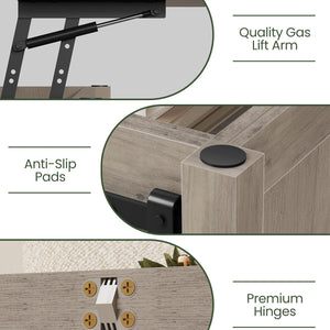 Lift Top Coffee Table with Hidden Storage | 4-in-1 Convertible Farmhouse Design