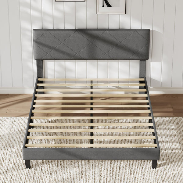 Upholstered Bed Frame with Diamond Quilted Headboard