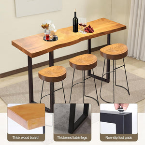 55" Solid Wood Industrial Bar Table – Counter Height Pub Table