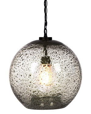 Hand Blown Glass Globe Pendant Light – Rustic Farmhouse Hanging Ceiling Fixture