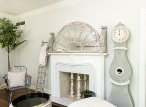 Distressed Grey Wood Grandfather Wall Clock