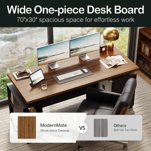 71" L-Shaped Electric Standing Desk with File Cabinet