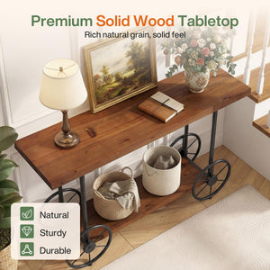 Industrial 2-Tier Console Table with Storage Shelf