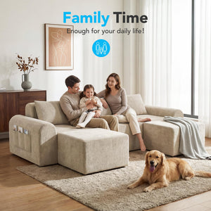 Modular L-Shaped Sofa Bed with Ottoman