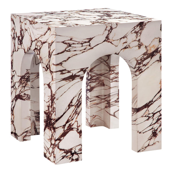 Arched Concrete Side Table with Faux Stone Finish