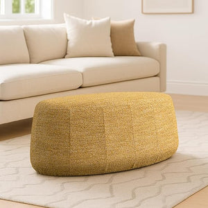 Oval Upholstered Ottoman – 40" Faux Leather