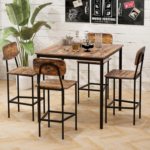 5-Piece Counter Height Dining Set with Bar Stools