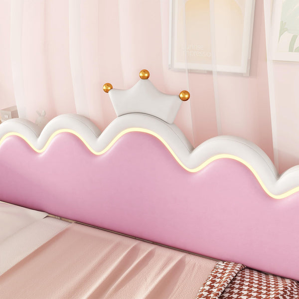 Twin Princess Daybed with Crown Headboard & LED Lights