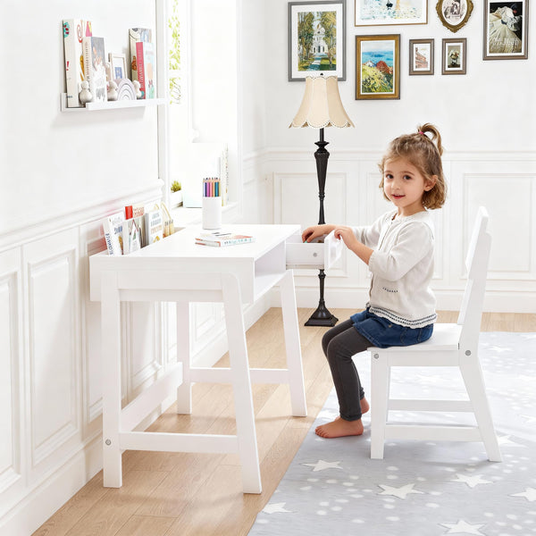 Kids Desk and Chair Set with Storage – Wooden Study Table for Children
