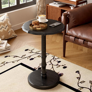 Solid Wood Round Pedestal Side Table