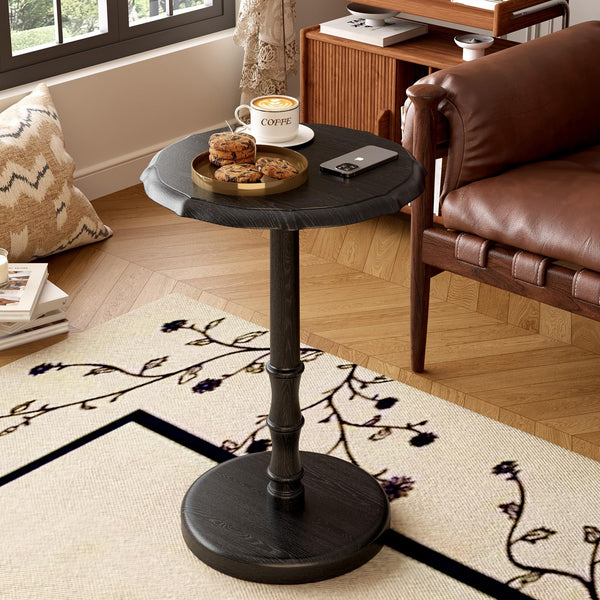Solid Wood Round Pedestal Side Table