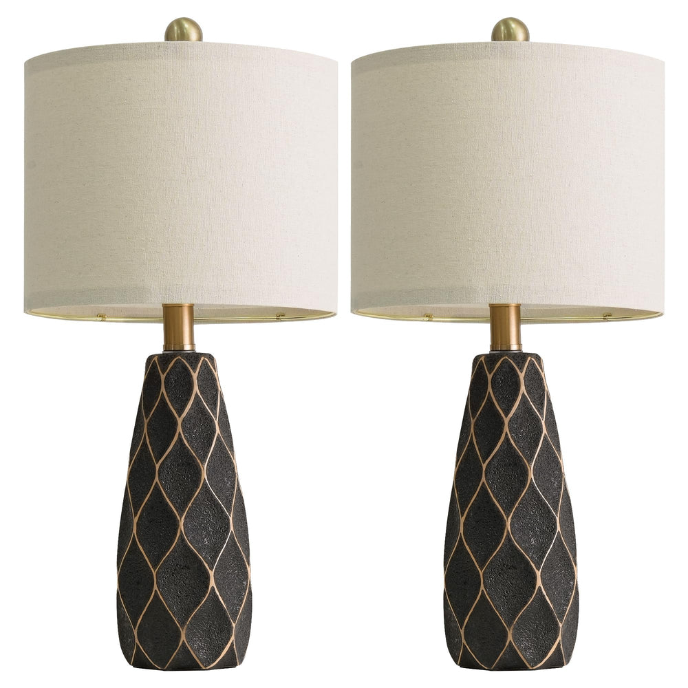 Ceramic Table Lamps Set of 2 - Modern Boho Bedside Lamp 20.75"