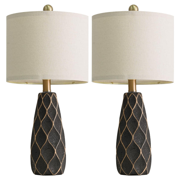 Ceramic Table Lamps Set of 2 - Modern Boho Bedside Lamp 20.75"
