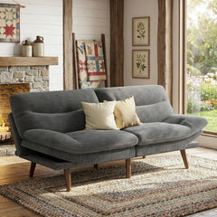 66-Inch Convertible Futon Sofa Bed with Adjustable Backrest & Armrests – Corduroy Loveseat
