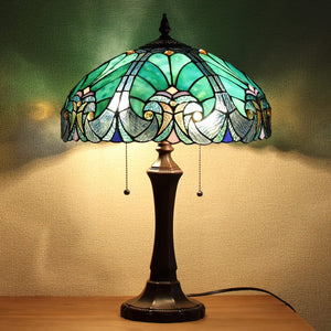 Tiffany Style Stained Glass Table Lamp – Victorian Green