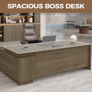 63" L-Shaped Executive Desk with Reversible Return