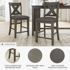 Counter Height Bar Stools Set of 2 – Upholstered Wood Frame