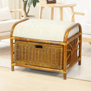 Rattan Wicker Ottoman with Basket and Cushion