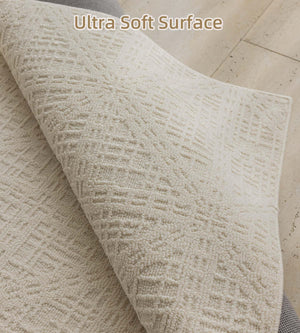 Beige Area Rug 4'7" x 6'7" – Stain Resistant Non-Slip Tufted Rug