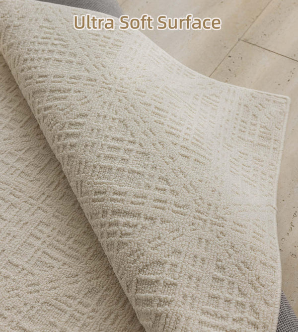 Beige Area Rug 4'7" x 6'7" – Stain Resistant Non-Slip Tufted Rug