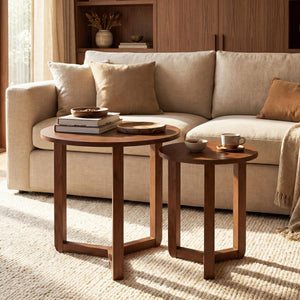 Round Nesting Coffee Table Set of 2, 22.5"