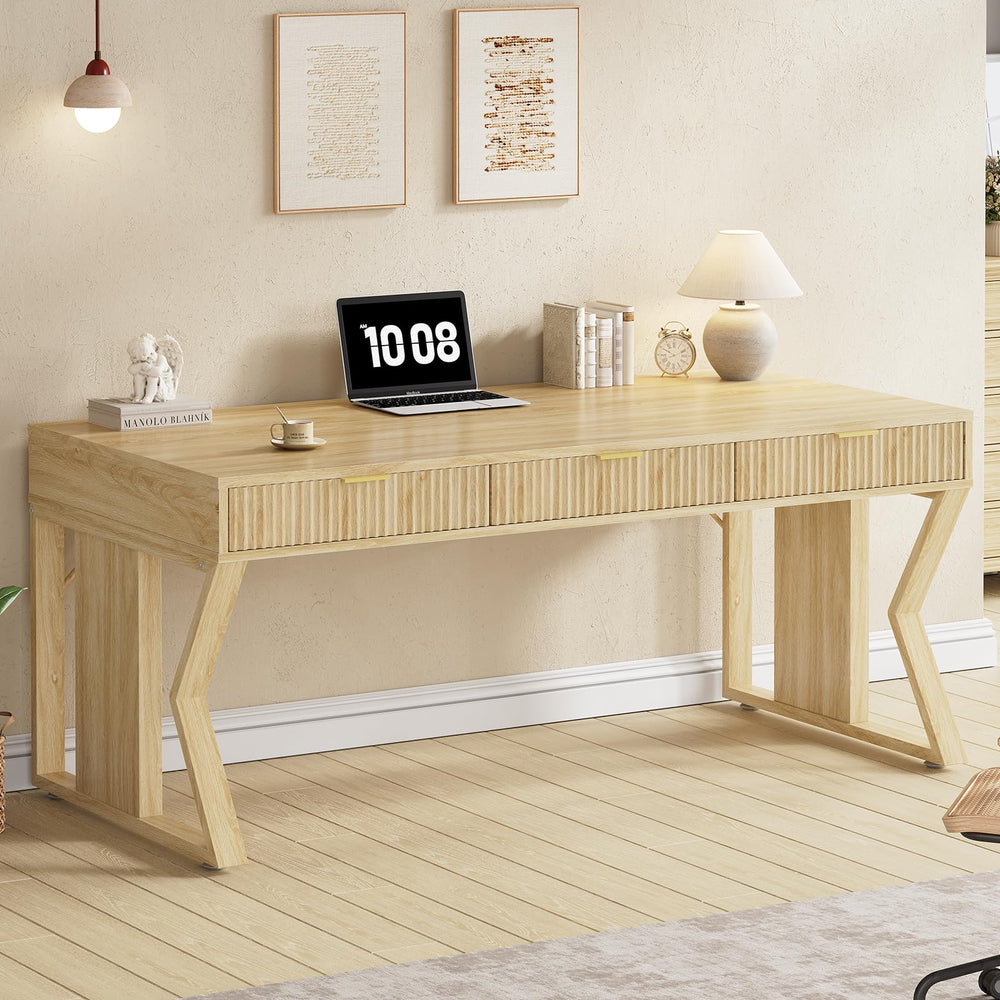 55" Executive Office Desk with 3 Drawers & Storage Cabinet