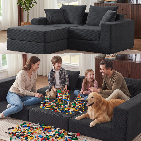 Modular Sectional Sofa with Ottoman – Convertible Cloud Couch
