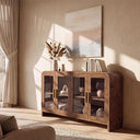4-Door Glass Buffet Cabinet with Adjustable Shelves